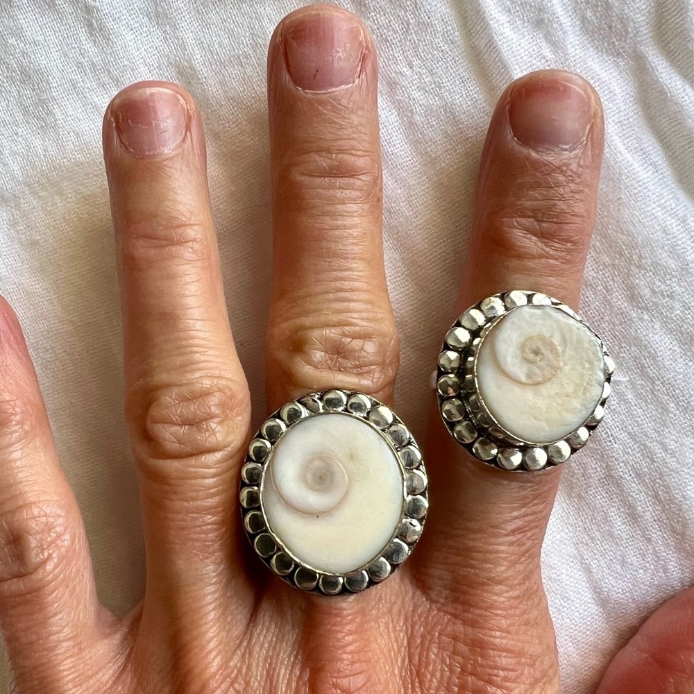 925 THIRD EYE Shiva’s Eye Shell Ring 7.5 , 11.75